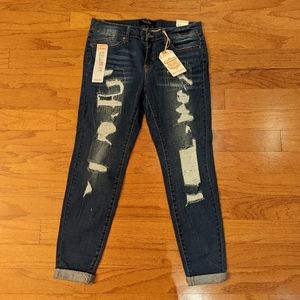 Wax Jean Skinny Crop Ripped Jeans Size 13